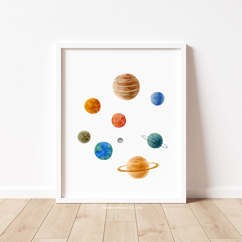 8 Planets and the Moon - Art Print