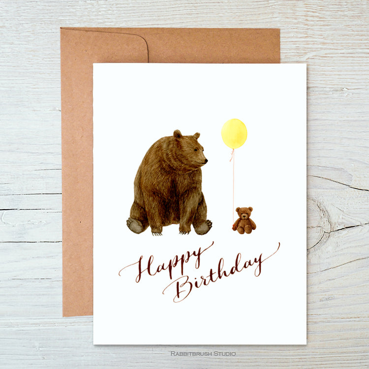 Bear and Balloon Birthday Card