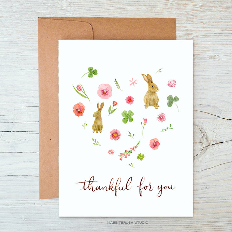Heart Rabbit Thankful For You Card