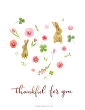Load image into Gallery viewer, Heart Rabbit Thankful For You Card
