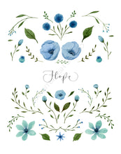 Load image into Gallery viewer, Blue Flower Scripture Art - Hope

