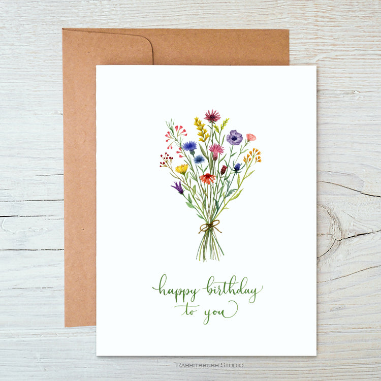 Wildflower Bouquet Birthday Card