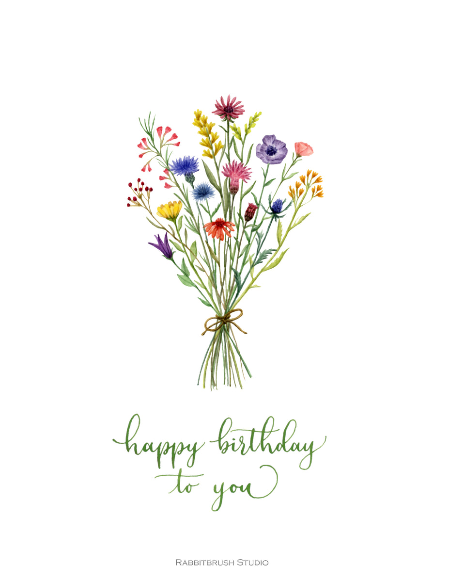 Wildflower Bouquet Birthday Card – Rabbitbrush Studio