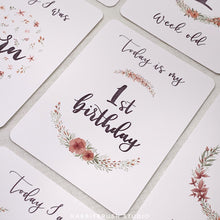 Load image into Gallery viewer, Pink Flower Milestone Cards
