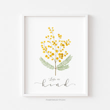 Load image into Gallery viewer, Pressed Mimosa Flower Scripture Art - Love is Kind
