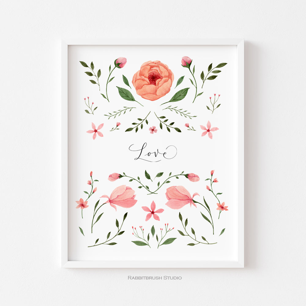 Pink Flower Scripture Art - Love
