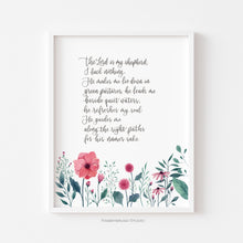 Load image into Gallery viewer, Pink Flower Scripture Art Set of 3 - Psalm 23
