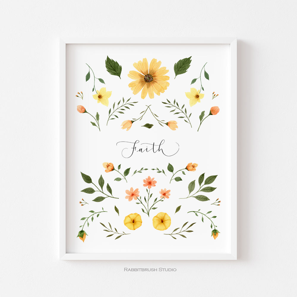 Yellow Flower Scripture Art - Faith