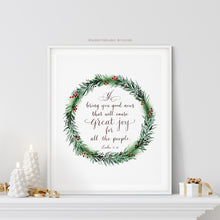 Load image into Gallery viewer, Red Berry Christmas Wreath - Luke 2:10
