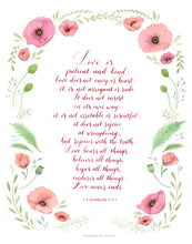 Load image into Gallery viewer, Poppy Frame - 1 Corinthians 13:4-8
